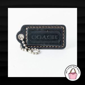 2" Medium COACH BLACK LEATHER KEY FOB BAG CHARM KEYCHAIN HANG TAG